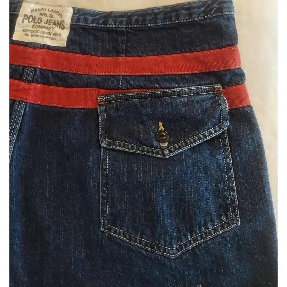 Polo Jeans Ralph Lauren Mens Vintage Y2K Baggy Denim Board Shorts Jorts Size XL